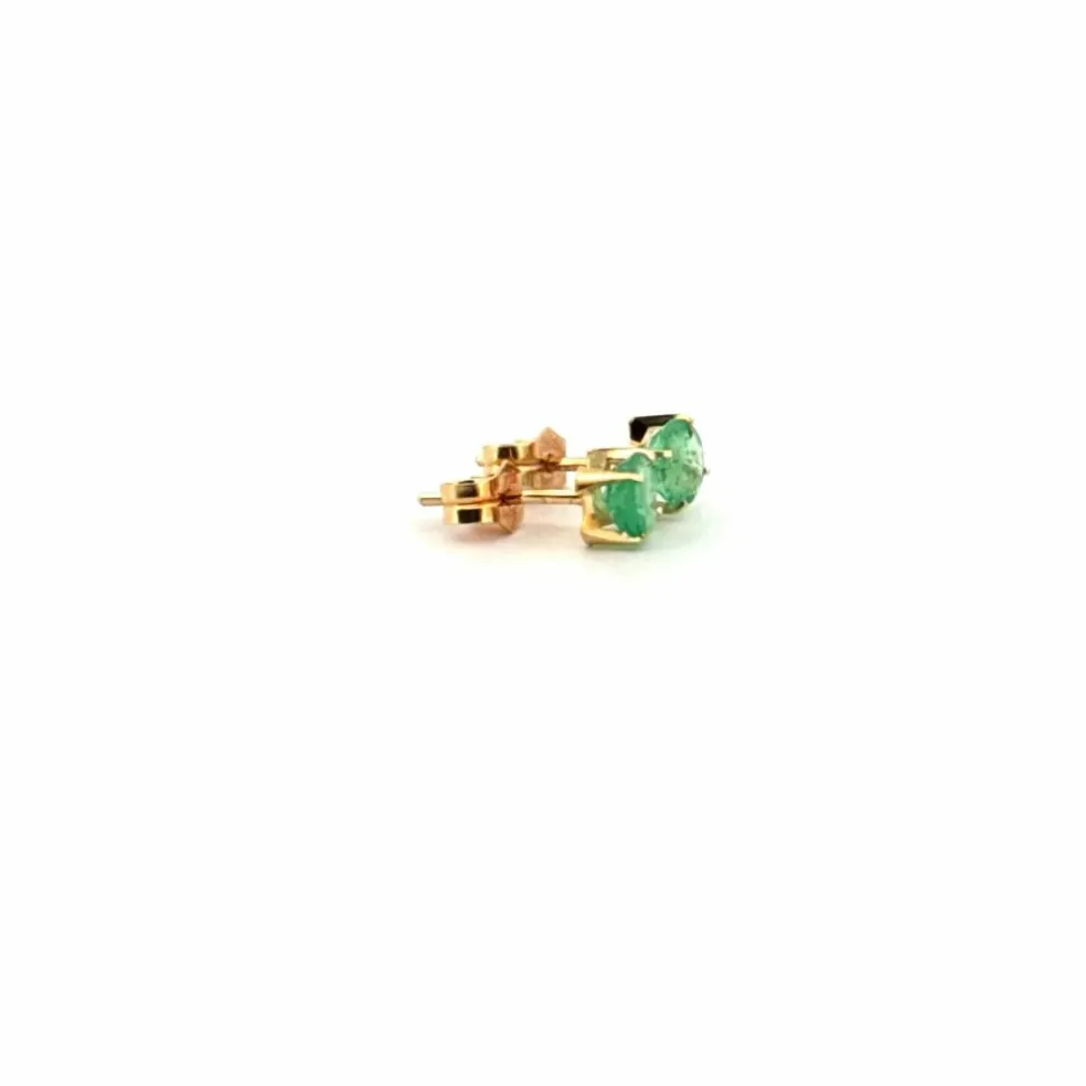 Puces d'oreilles or jaune et émeraude