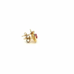 Puces d'oreilles or jaune 18 k & Rubis