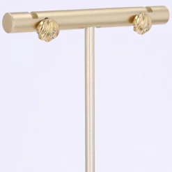Puces d'oreilles or jaune godronné diamants