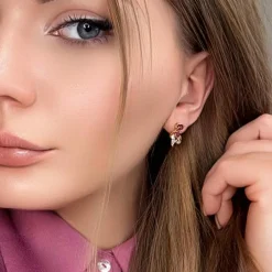 Puces D'oreilles Or Jaune 18k Topazes & Diamants