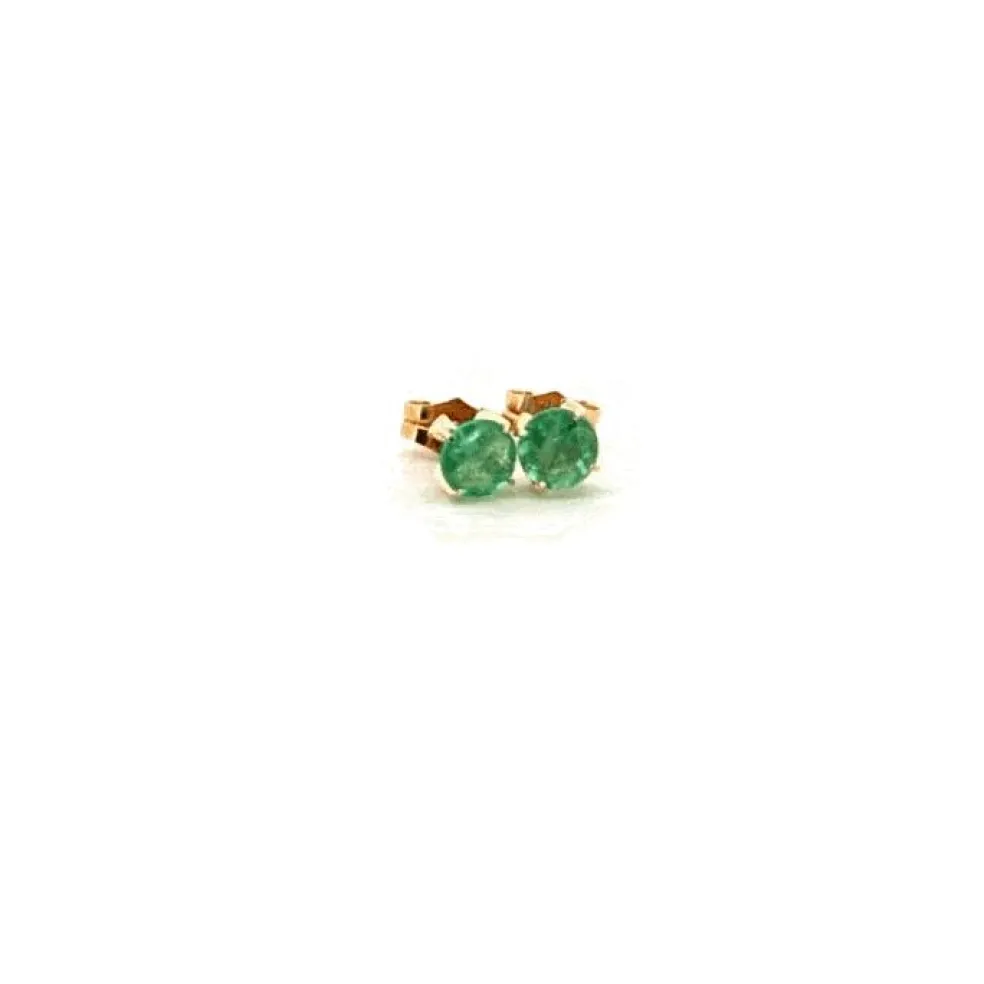 Puces d'oreilles or jaune et émeraude