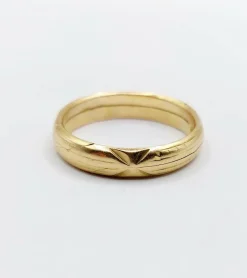 RARE Alliance jumelée or jaune finement ciselée, NON gravée (circa 1880)