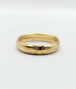 RARE Alliance jumelée or jaune finement ciselée, NON gravée (circa 1880)