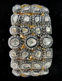 Rare Bracelet manchette époque XVIIIème Or & Argent, Diamants 35 carats