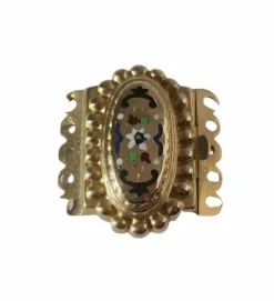 Rare fermoir régional émail or rose XIXe
