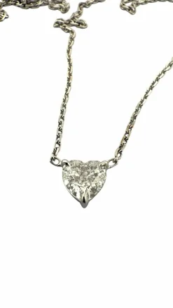 Ras de cou or blanc diamant cœur 0,74 carat