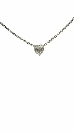 Ras de cou or blanc diamant cœur 0,74 carat