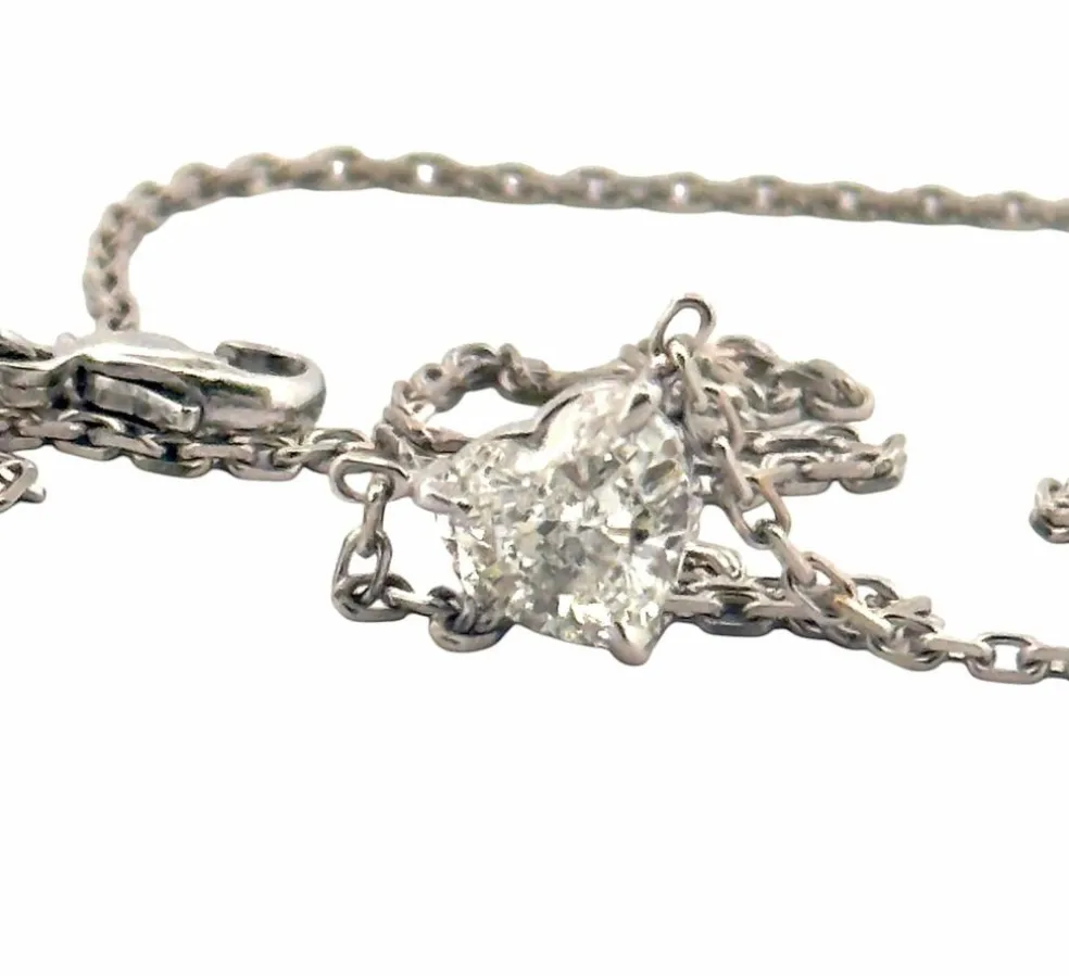 Ras de cou or blanc diamant cœur 0,74 carat