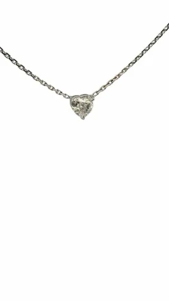 Ras de cou or blanc diamant cœur 0,74 carat