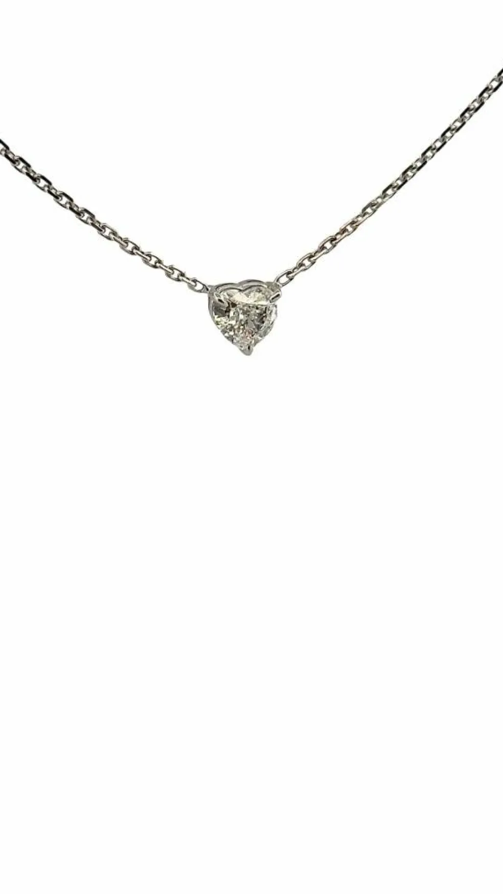 Ras de cou or blanc diamant cœur 0,74 carat