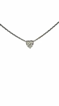 Ras de cou or blanc diamant cœur 0,74 carat