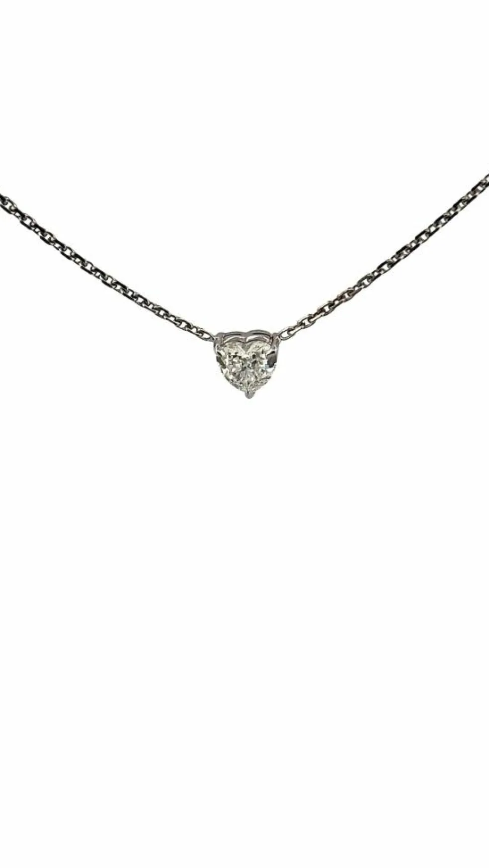 Ras de cou or blanc diamant cœur 0,74 carat
