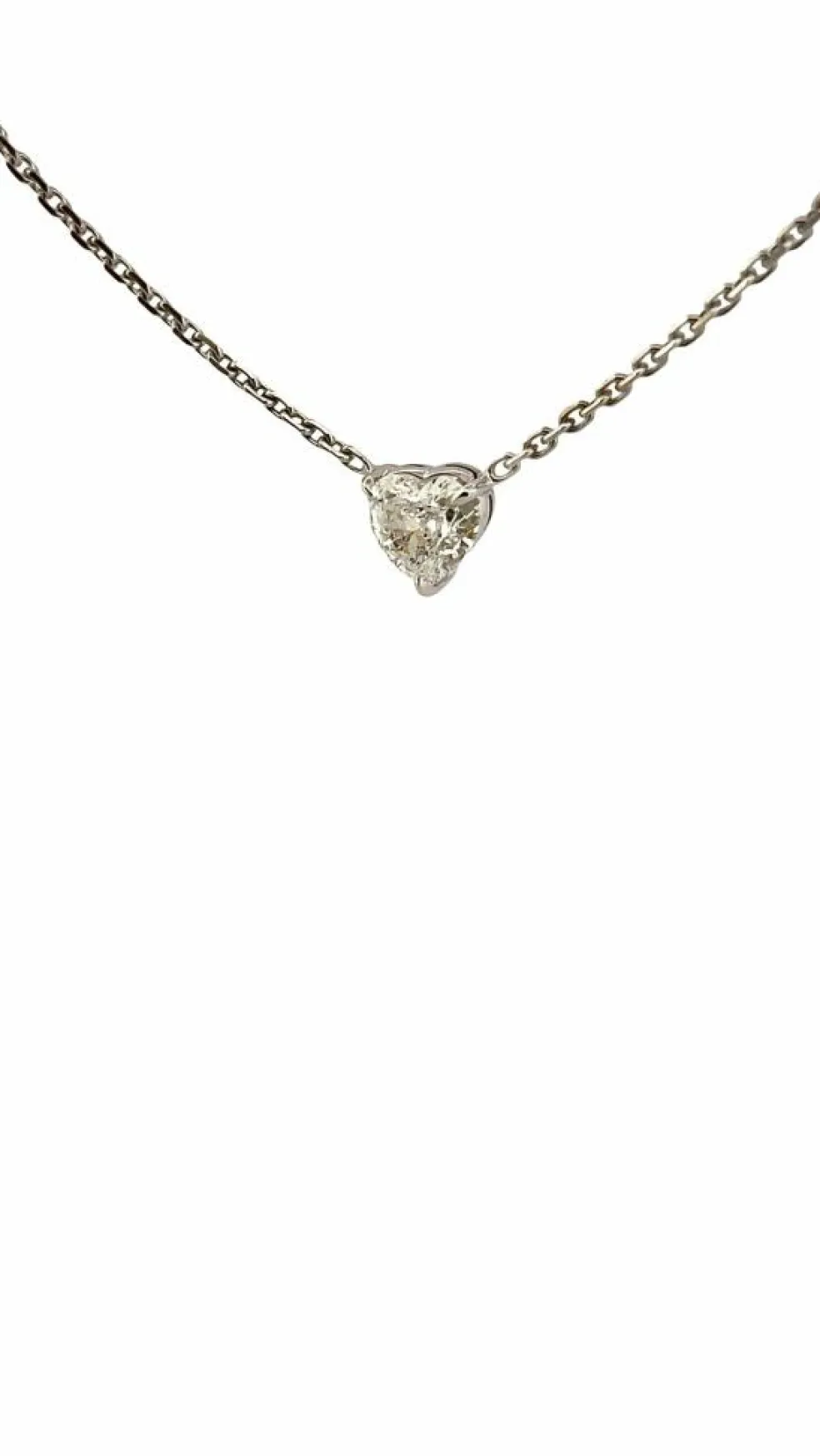 Ras de cou or blanc diamant cœur 0,74 carat