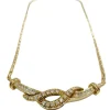 Ravissant collier or jaune et diamants entrelacés.