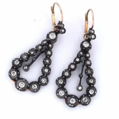 ÈRE VICTORIENNE - BOUCLES D'OREILLES EN OR ET ARGENT - DIAMANTS