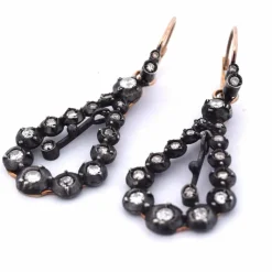 ÈRE VICTORIENNE - BOUCLES D'OREILLES EN OR ET ARGENT - DIAMANTS