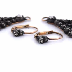 ÈRE VICTORIENNE - BOUCLES D'OREILLES EN OR ET ARGENT - DIAMANTS