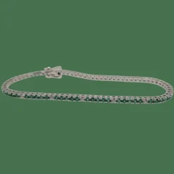 Rivière or blanc sertie de diamants et émeraudes