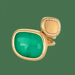 ROBERTO COIN - Black Amphibole Jade - Bague en Or rose, Agate, Quartz et Diamants