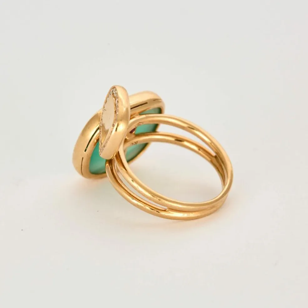 ROBERTO COIN - Black Amphibole Jade - Bague en Or rose, Agate, Quartz et Diamants