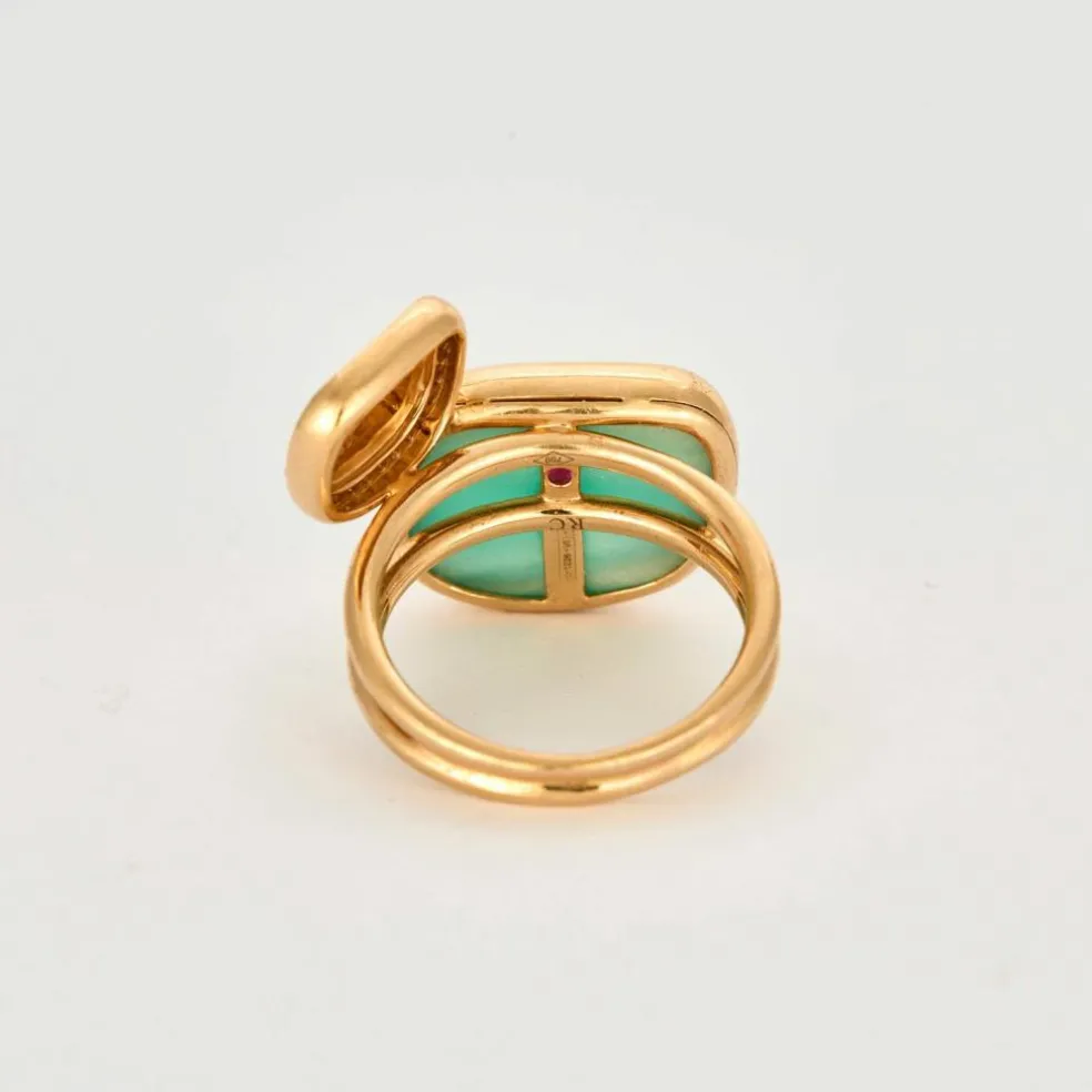 ROBERTO COIN - Black Amphibole Jade - Bague en Or rose, Agate, Quartz et Diamants