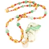 Sautoir en or corail et jade