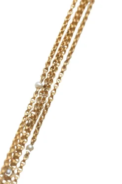 Sautoir maille jaseron or et perles fines