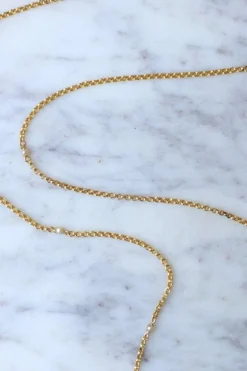 Sautoir maille jaseron or et perles fines
