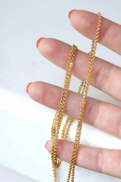 Sautoir maille jaseron or et perles fines
