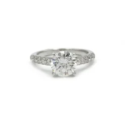 Solitaire accompagné or blanc diamants - 1,51 carat D VS1