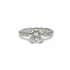 Solitaire accompagné or blanc diamants - 1,51 carat D VS1