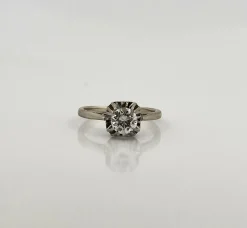 Solitaire ancien or blanc diamant