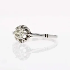 Solitaire ancien or blanc diamant champagne