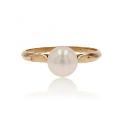 Solitaire ancien or jaune perle de culture