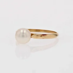 Solitaire ancien or jaune perle de culture