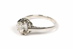 Solitaire Art Déco or blanc diamant (+-0.65ct)