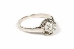 Solitaire Art Déco or blanc diamant (+-0.65ct)