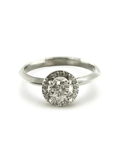 Solitaire bague or blanc et diamants 0,59 ct