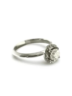 Solitaire bague or blanc et diamants 0,59 ct