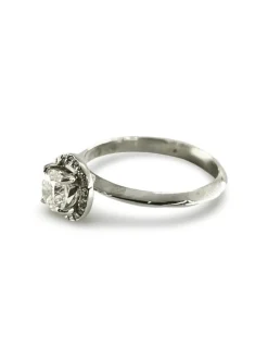Solitaire bague or blanc et diamants 0,59 ct