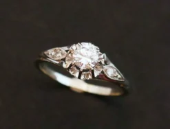 Solitaire diamant, monture or et platine