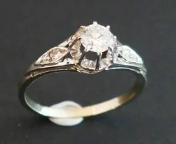 Solitaire diamant, monture or et platine
