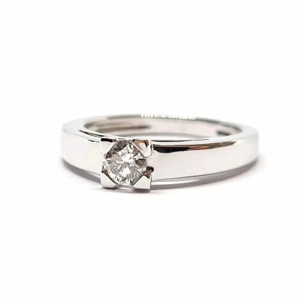 Solitaire diamant or blanc
