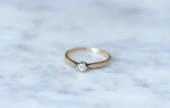 Solitaire diamant sur or rose et argent