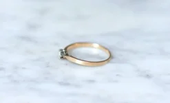 Solitaire diamant sur or rose et argent