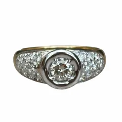 Solitaire diamants en or deux ors 18 carats