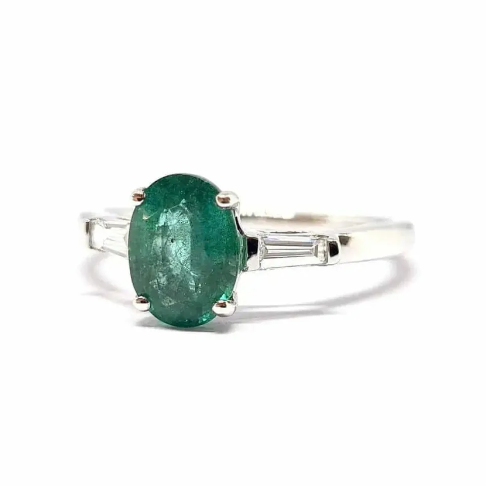 Solitaire Emeraude & Diamants