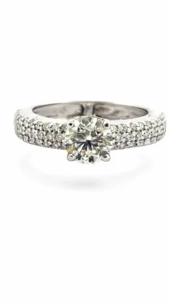 Solitaire en diamants sur monture or blanc 18 carats