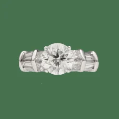 Solitaire en or gris 18K avec diamant 1,12 ct H-VS1 – Certificat HRD – Taille 55-56