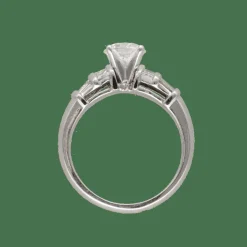 Solitaire en or gris 18K avec diamant 1,12 ct H-VS1 – Certificat HRD – Taille 55-56